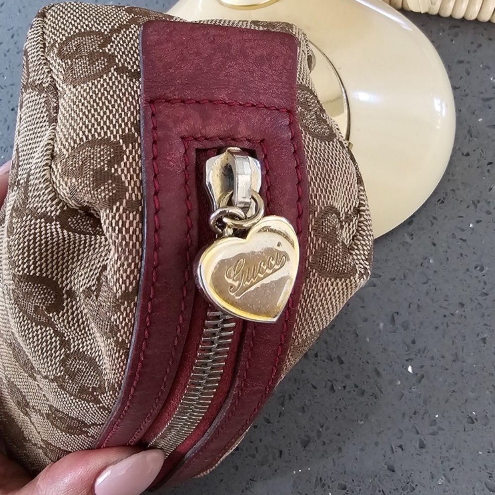 GUC Gucci GG Canvas Cosmetic Pouch Vanity Blown Red - Picture 5 of 14